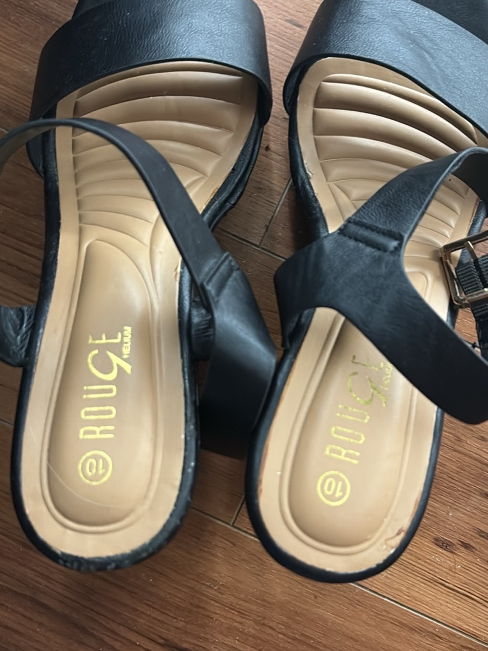 Rouge Helium Black Block Heel Sandals - Women Size 10